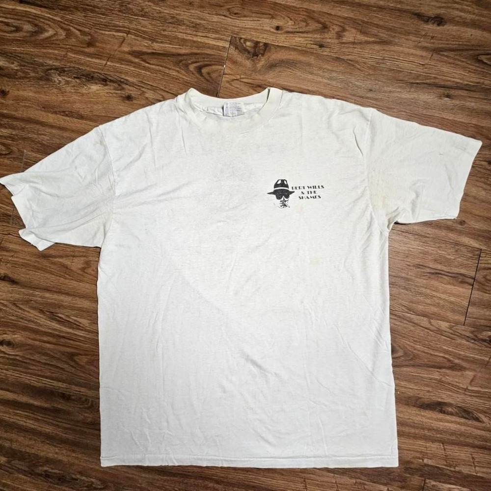Vintage Band Shirt Bert Wills & The Shames White Cigarette Fedora XL